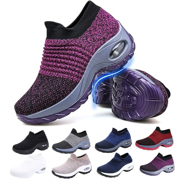 CHICVOMEY Women Slip On Sneakers Orthopedic Walking Shoes for Women Comfort Sneakers with Arch Support Air Cushion Sole for Running & Travel