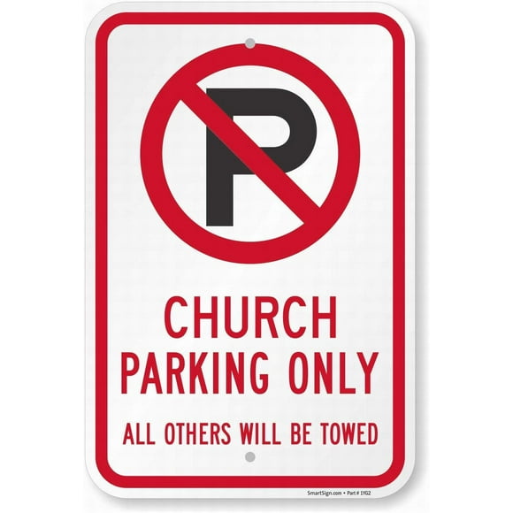 Wall Decor Warning Sign Decor 8x12 Tin Metal Signs Church Parking Only, All Others Will Be Towed Sign with No Parking Symbol Safety Sign Novelty Signs