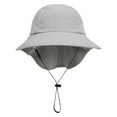 thumbnail image 3 of UPF 50+ UV Sun Protection Baby Hat with/Neck Flap and Drawstring/Grey, 3 of 8