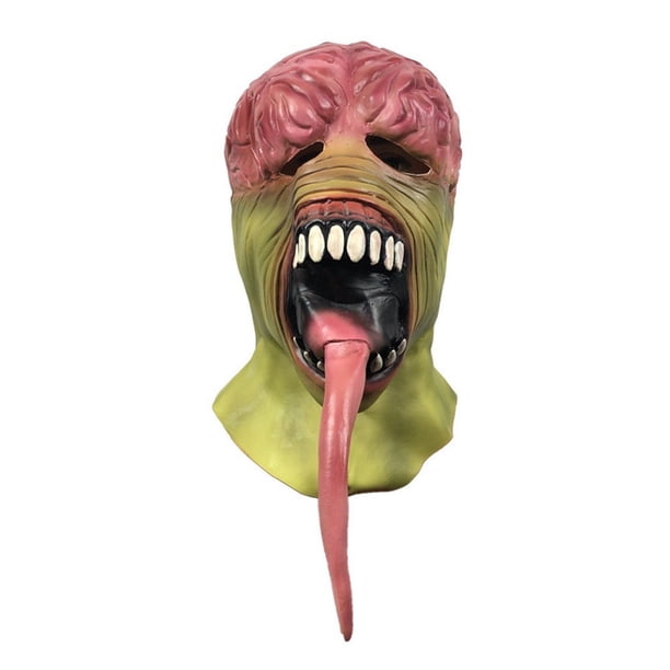 Máscara Red Brain Monster, casco integral de látex para fiestas, cosplay