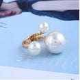 thumbnail image 2 of 3Pearls Open Ring Big Imitation Pearl Ball Open Band Wrap Rings Adjustable Ring for Women, 2 of 5