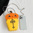 thumbnail image 4 of Bolso de mano de cuero con cremallera para mujer, bolso de ataúd de calabaza, bolsa de dulces de Halloween (amarillo), 4 of 9