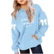 thumbnail image 1 of Camiseta de manga larga con lazo para niños, cuello redondo liso, parte superior lisa, adecuada para niños y niñas, sudadera con capucha para niñas, parte superior de poliéster, 1 of 6