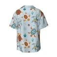 thumbnail image 5 of Uemuo Sea Turtle Pattern Cotton Linen Short Sleeve Shirts,Casual Lightweight Button Down Shirts,Vacation Beach Summer Tops-Large, 5 of 7