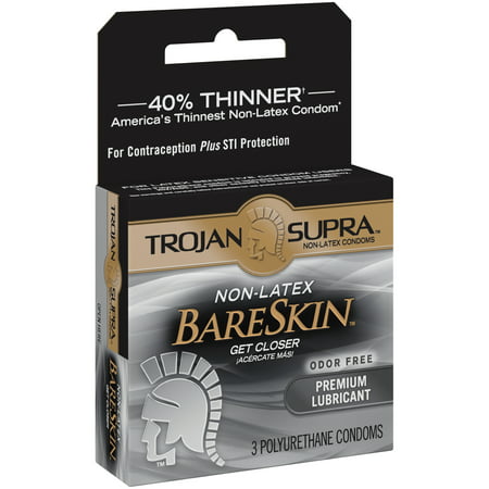 Trojan Supra™ Bareskin™ Non-Latex Premium Lubricant Condoms 3 ct (Best Lubricant For Non Latex Condoms)
