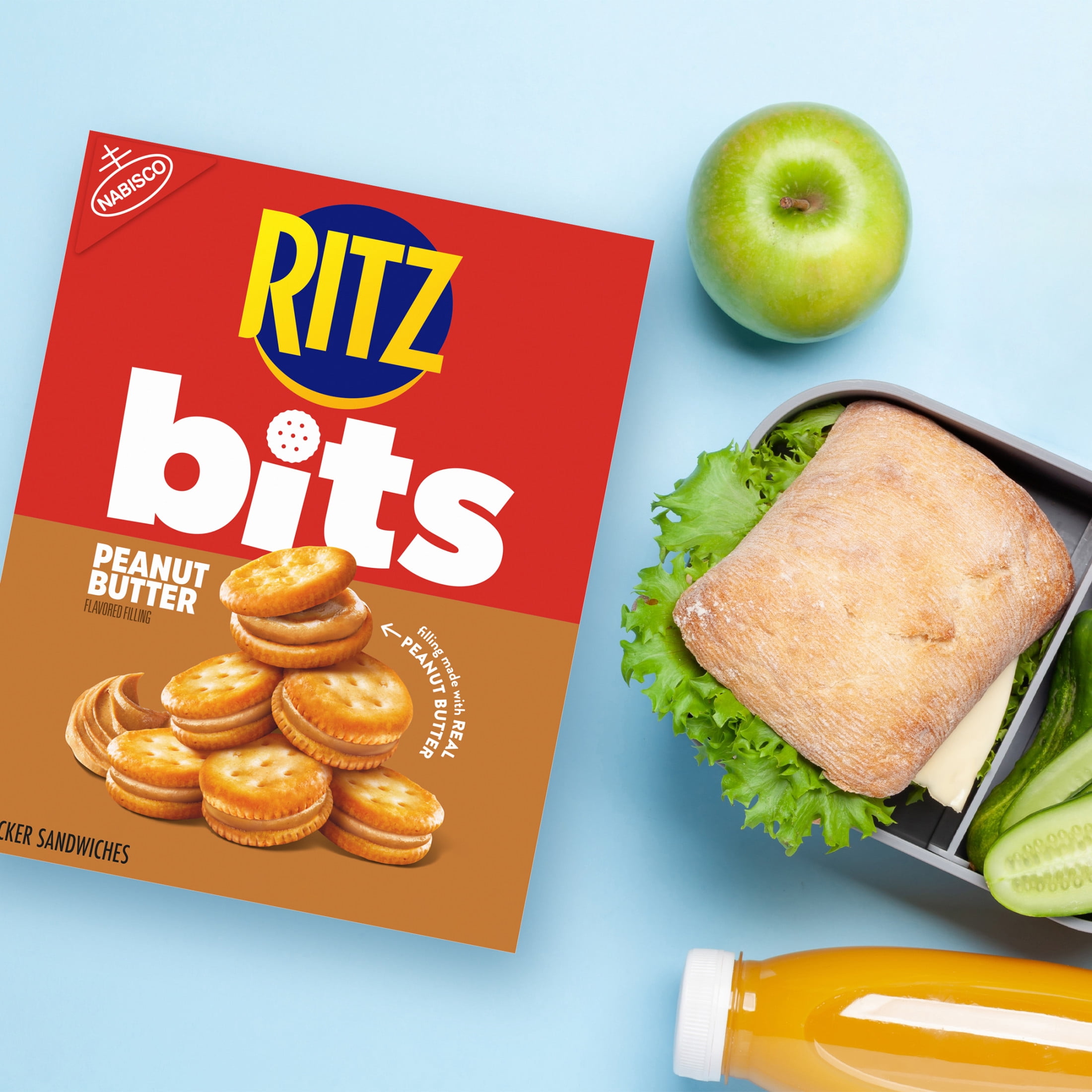 RITZ Bits Peanut Butter Sandwich Crackers, Snacks for Kids and Adults, Lunch Snacks, 8.8 oz