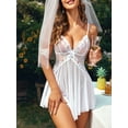 thumbnail image 3 of Sexyfree Lingerie for Women Side Slits Lace Chemise Sexy Nightgown Bridal Nightdress, 3 of 3