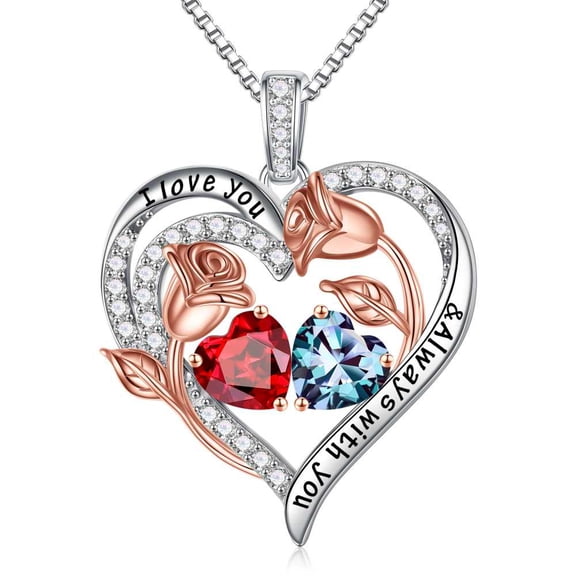 Iefil Anniversary Women Gifts - Anniversary Wife Gift | January June Birthstone Necklace, Garnet Alexandrite Jewelry