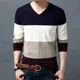 thumbnail image 3 of Ropa para hombre Suéter de punto empalmado Suéteres de cuello en V a cuadros para hombre Moda 2024 Overfit Una ropa clásica coreana de otoño elegante X, 3 of 4