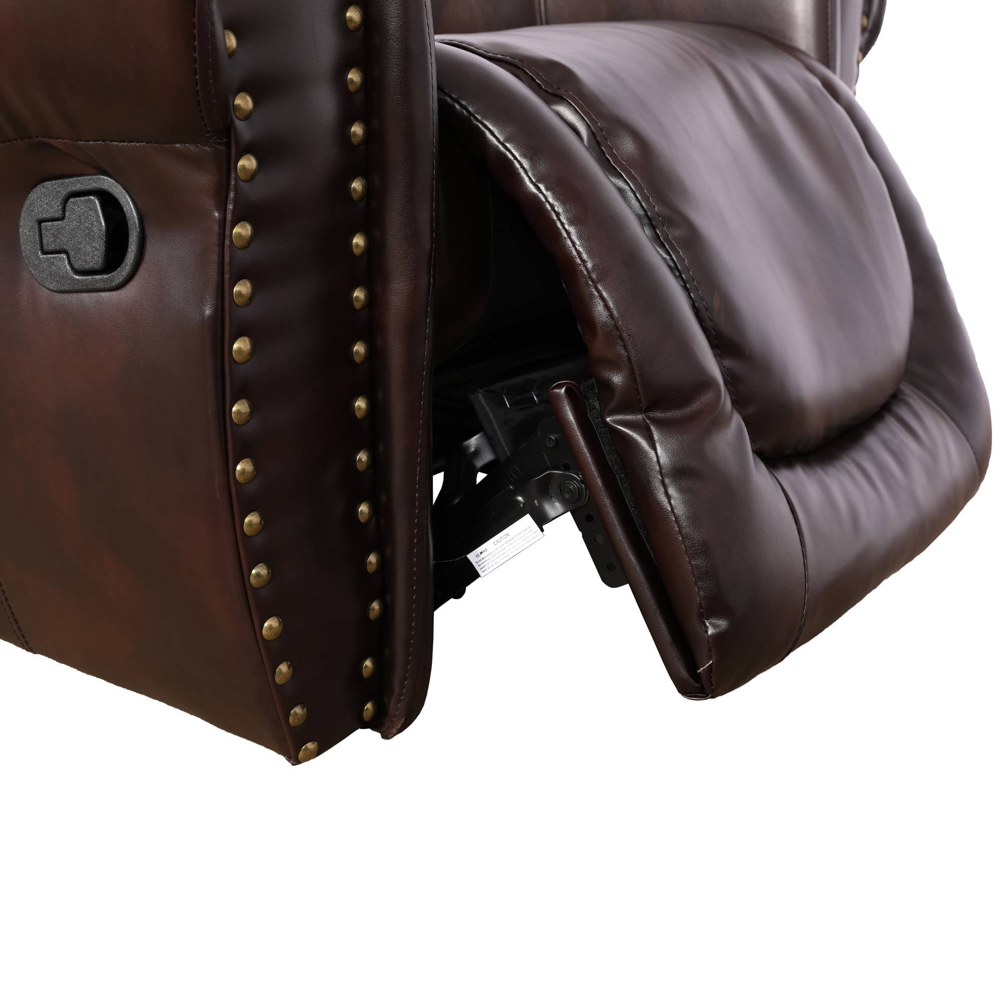Manual Leather Recliner Chair Reclining Sofa Chair, Home Theater Seating for Living Room, Espresso