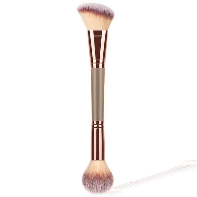 Brocha de maquillaje de doble punta con contorno angulado o en forma de cúpula