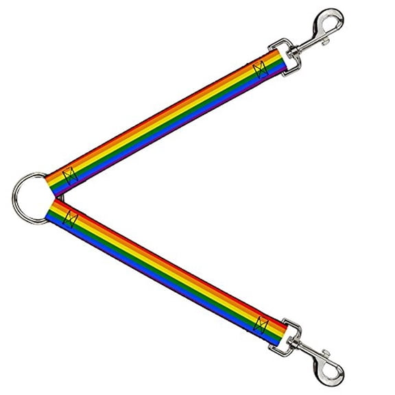 Buckle-Down Leash Splitter - Flag Pride Rainbow - 1" Wide - 30" Length