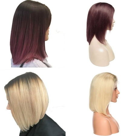 Wigs For Women Human Hair S-noilite Brazilian Virgin Human Hair Lace Front Wigs Glueless Short Bob Human Hair Wigs Wavy With Baby Hair For Women Short Wavy Lace Wigs Natural Black,10