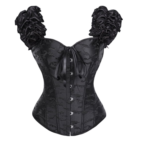 LYEAA Corset Tops for Women with Sleeves Overbust Steel Boned Bridal Bustier Push up Bodice Going out Club Tubu Tops