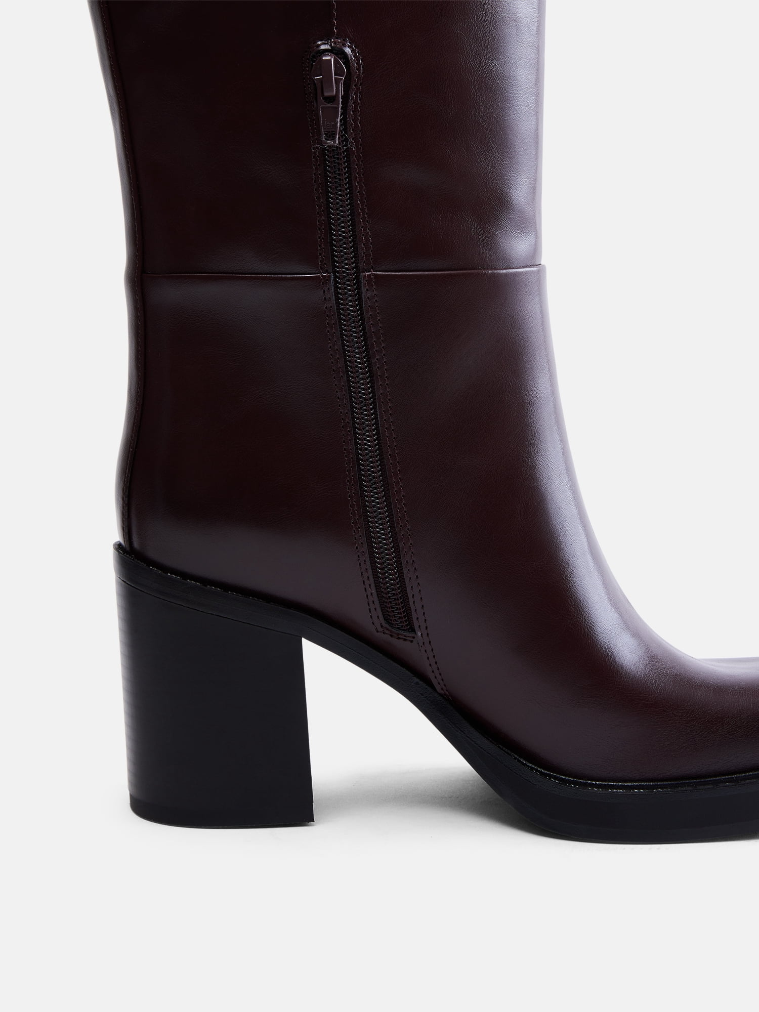 Madden NYC Women's Tall Faux Leather Boots with Stacked Heel