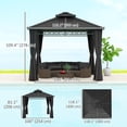thumbnail image 2 of Gazebo Extérieur à Toit Rigide 10 Pieds x 10 Pieds avec Double Toit en PC, Cadre en Métal et Aluminium, Moustiquaire et Rideaux, Auvent Résistant aux Intempéries pour Jardin, Patio, Cour Arrière et Terrasse, Noir, 2 of 7