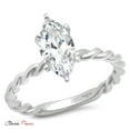 thumbnail image 6 of 2 ct Marquise Cut Real Genuine Natural Diamond SI1-SI2 G-H 18K White Gold Solitaire Promise Wedding Statement Engagement Designer Ring size 11, 6 of 7