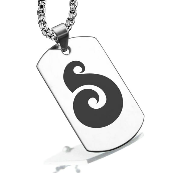 Stainless Steel Matau (Fish Hook) Maori Symbol Dog Tag Pendant Necklace