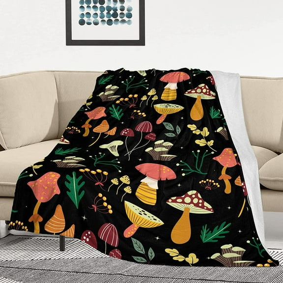 Mushroom Blanket Soft Flannel Fleece Lightweight Mushrooms Throw Blanket for Kids Boys Girls All Season Colorful Plant Blankets for Sofa Couch Bed Decorative Mushroom Blanket Birthday Gifts 60"x50"