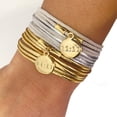 thumbnail image 2 of Vangania Pulsera manifestación 11:11 de cuero vacuno vueltas con dije dorado, 2 of 5