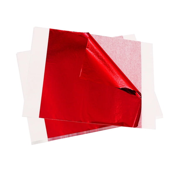 100 hojas de papel dorado multiusos para decoración de uñas, manualidades y vacaciones rojo de doble cara