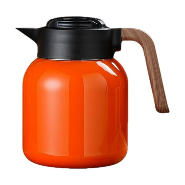 Cafetera térmica de acero inoxidable, tetera, 1200 ml, práctica jarra térmica Naranja