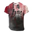 thumbnail image 1 of Mens Casual Pantalones Cortos Raya Impresión Suéter Fitness Deportes Camiseta, Poliéster Cuello Redondo Blusa para Al Aire Libre, Diario Y Primavera Verano Desgaste, 1 of 3