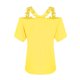 thumbnail image 5 of moda de moda de encaje con cuello en v jersey de manga corta top color sólido camiseta casual amarillo / s, 5 of 6