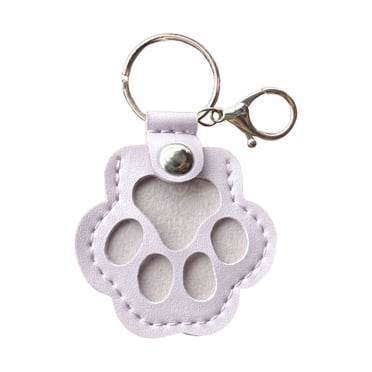 Cat Paw Shaped Leather Pet Fur Storage Keychain – Pet Memorial Charm for Keys/Bags, Keepsake for Cat & Dog Hair (Light Purple)