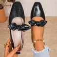 thumbnail image 4 of Rokment Bow Metallic Dress Shoes for Women Bride Wedding 2026 Fall Fashion Casual Leather Pointed Toe Ballet Flat Comfortable Low Heels Walking Slip on Dressy Loafers Black Size 5.5, 4 of 7