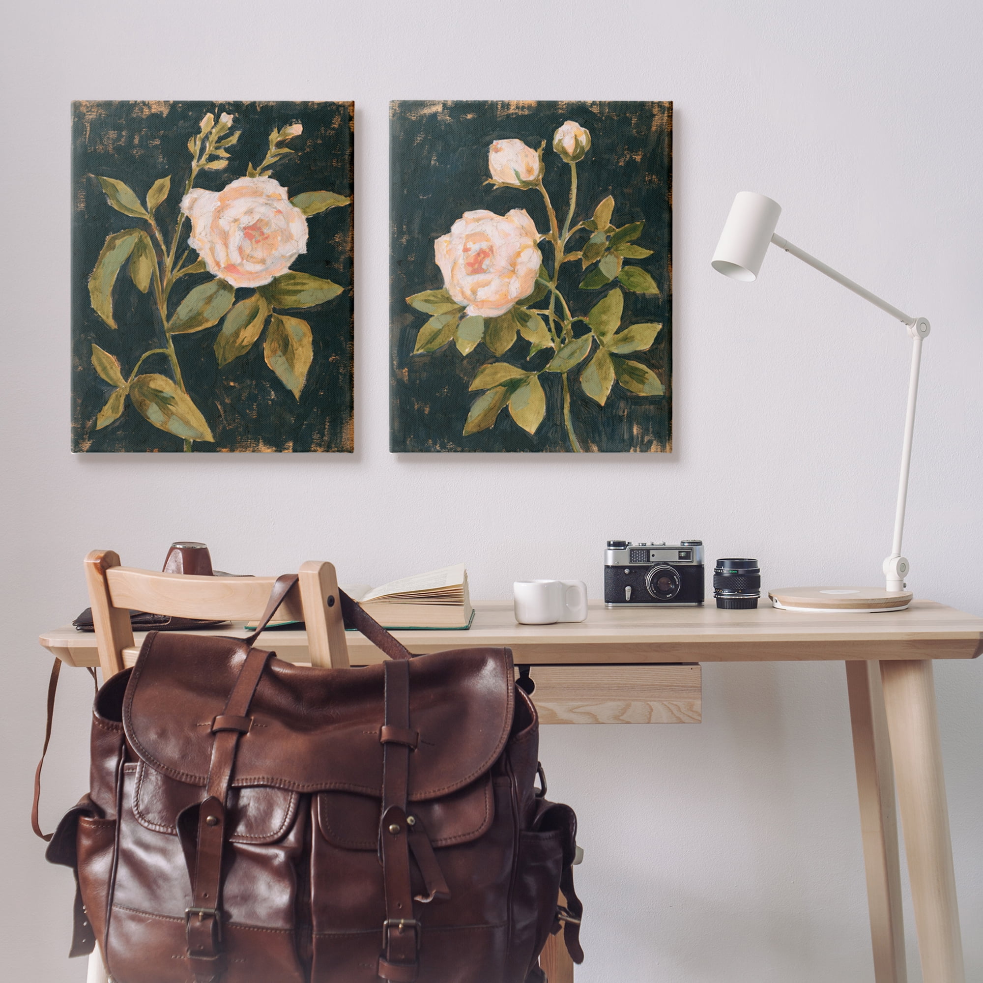Stupell Industries Enchanted Vintage Pink Rose Florals Distressed Black Canvas Wall Art, 24 x 30, Design by Victoria Borges