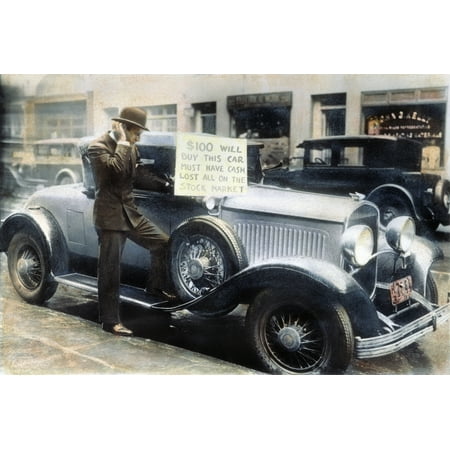 Stock Market Crash Nan Unlucky Speculator One Walter Thornton Of New York Offering To Sell His Roadster After The Stock Market Crash Oil Over A Photograph Oct 30 1929 Rolled Canvas Art -  (24 x (Best Stock Photos To Sell)