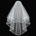 thumbnail image 6 of Ljudmp Women's Wedding Veil with Comb 80cm/31.5in Two-Layer Tulle Bridal Veil Elegant Ribbon Edge Hair Accessory for Brides Bachelorette Parties White, 6 of 7