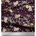 thumbnail image 3 of Soimoi Cotton Cambric Fabric Leaves,Moth & Magnolia Floral Printed Fabric 1 Yard 56 Inch Wide, 3 of 3