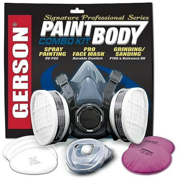 Gerson NIOSH Paint and Body Combo Kit Half Mask With Replaceable OV/P95 and P100 Pancakes Large