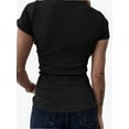 thumbnail image 2 of Women Tops V Neck Shirts Short Sleeve Casual Ribbed Slim Fitted T Shirts for Summer, 2 of 7