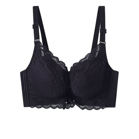 Mrat Nursing Bras Women Clearance Cute Sports Bras Women Lace Bra Style M-300 Tall Size Comt Padded Underwire Bra Female V-Neck Hook and Eye Bra Closure Lace Bralette Black 36