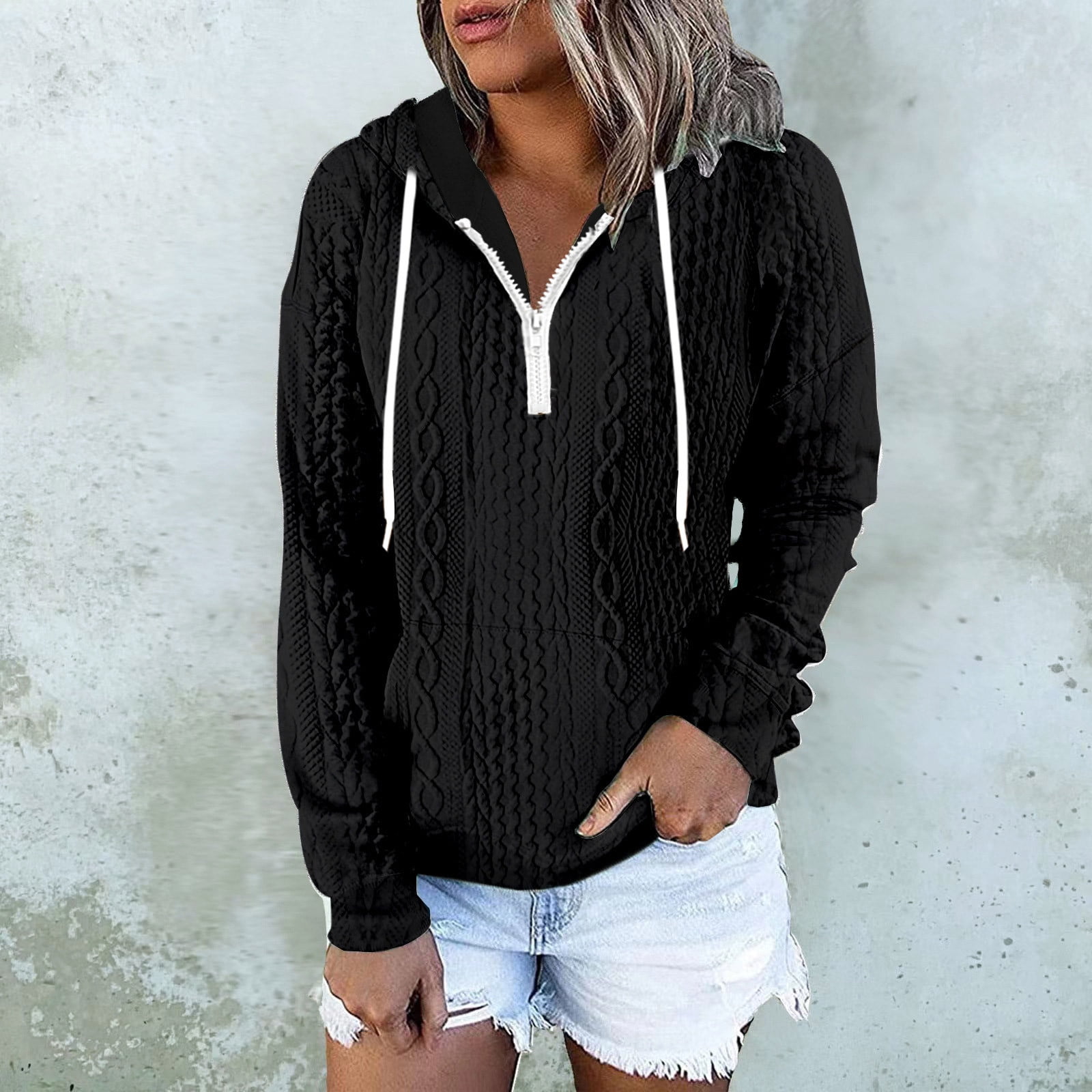 Sweat à Capuche Femme Oversize - Pull Polaire Ample, Col Boutonné, Manches Longues, Plusieurs Tailles Et Couleurs