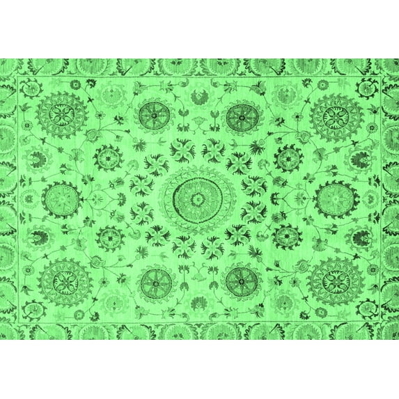 Ahgly Company Indoor Rectangle Abstract Emerald Green Modern Area Rugs, 7' x 9'