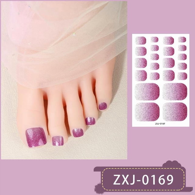 22pcs Solid Color Toe Nail Sticker Wraps, Full Cover Self-Adhesive Toenail Polish Strips for DIY Summer Foot Decals, Long-Lasting & Easy Apply