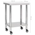 thumbnail image 4 of vidaXL Table de Cuisine avec Roulettes 60x45x85 cm Acier Inoxydable, 4 of 5