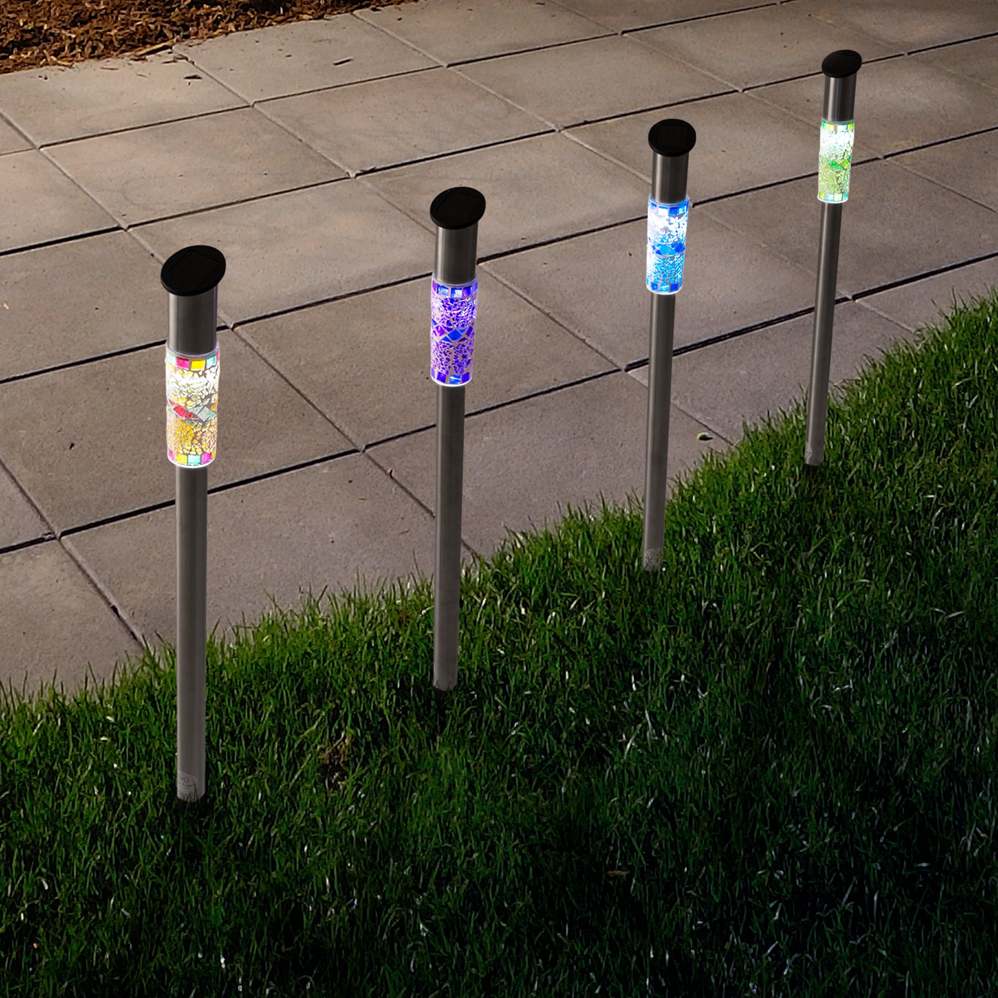 Solar Power LED Light Path Way Wall Landscape Mount Garden Fence Lamp Outdoor bo 