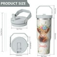 thumbnail image 5 of 1pc highland cattle 30oz Tumbler with Straw & Handle - Insulated Stainless Steel Cup | Holiday Gift for Man Women (Christmas, Valentine's, Birthday), 5 of 7