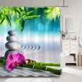 thumbnail image 3 of Green Bamboo Zen Shower Curtain Water Flowers St Reflection Water Scenery Pattern Printed Fabric Bath Curtains Bathroom r, 3 of 7