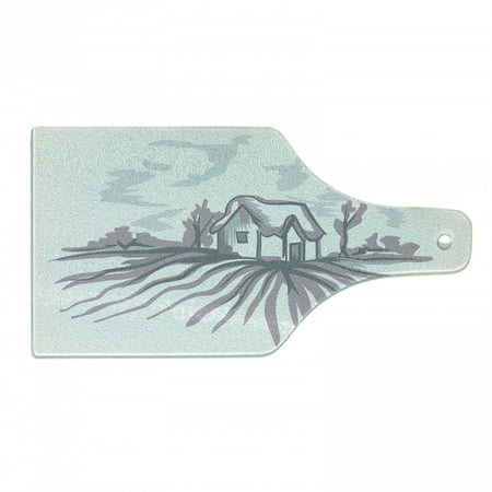 

Dutch Cutting Board Country Theme Illustration of a Rural House Surrounded with Farm Fields Decorative Tempered Glass Cutting and Serving Board in 3 Sizes by Ambesonne