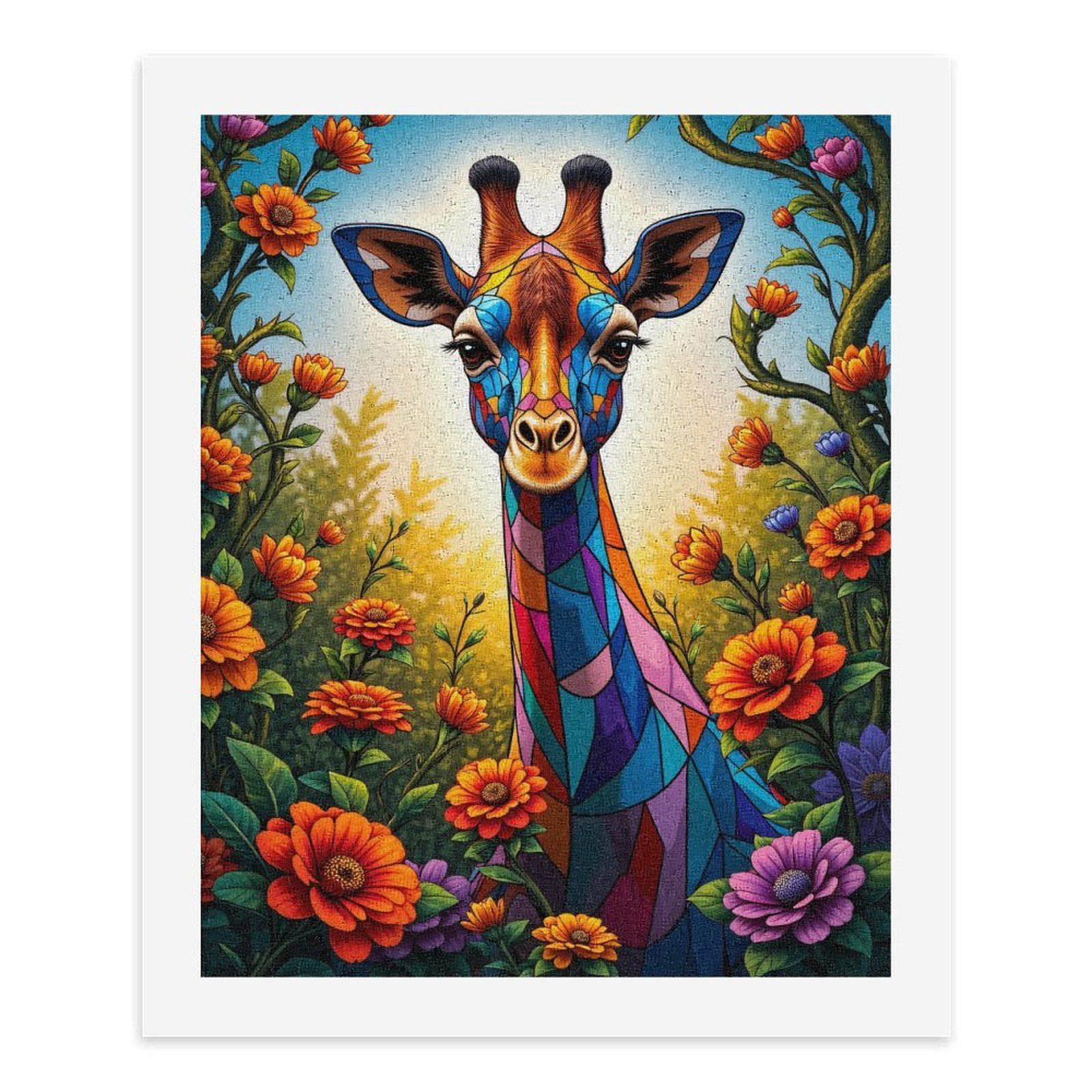 Paint By Numbers Kit for Adults Beginner - DIY Colorful Giraffe Floral Art Canvas Painting Kits for Adults, Frameless Paint By Number for Adults for Home Wall Decor 16x20 Inch