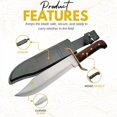 thumbnail image 4 of Full Tang Bowie Fixed Blade Hunting Knife 15 inch - Buck Knife with Leather Sheath for Men - Firm Grip Handle, Brass Guard with Carbon Steel Clip-Point Blade Knifes for Camping, Outdoor$$Other, 4 of 7
