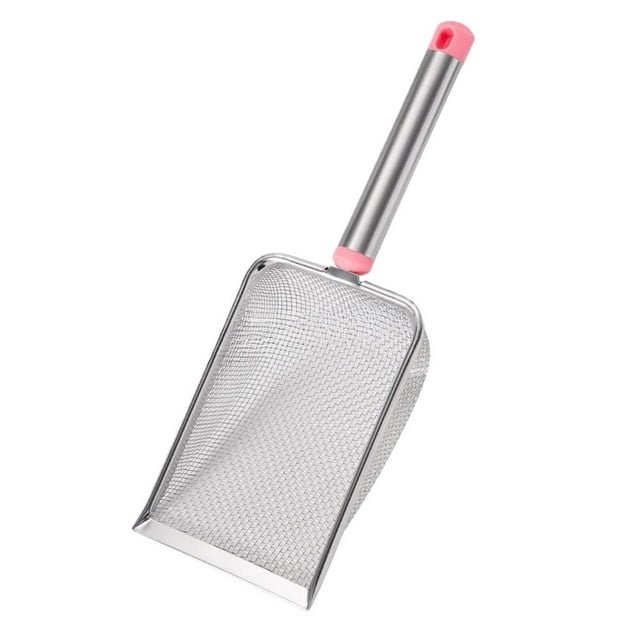 Phlegsive Metal Cat Litter Scoop Stainless Steel Non-Stick Kitten Poop Sifting Cleaning Scoop