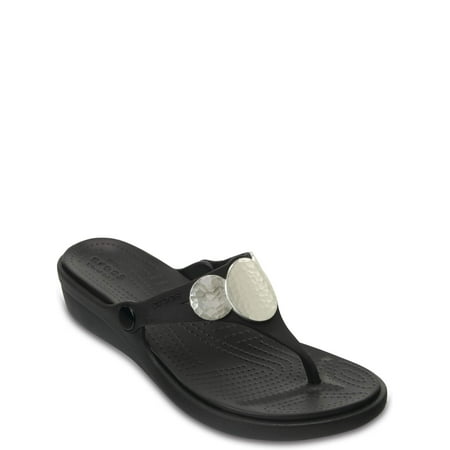 Crocs Women's Sanrah Embellished Wedge Flip Flops (Best Flip Flop Brands)