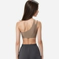 thumbnail image 5 of Women's One Shoulder Cut-Out Sports Bra with Asymmetrical Design - Small, Beige, 5 of 7